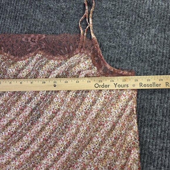Victorias Secret Camisole Womens Large Pink Brown Floral Lace Adj Strap Tank T - Picture 8 of 10
